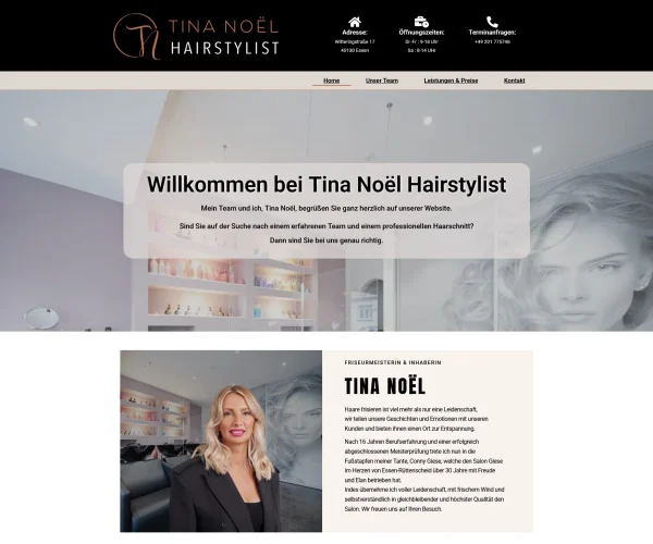 WordPress Webdesign aus Essen – Referenz Tina Noël Hairstylist